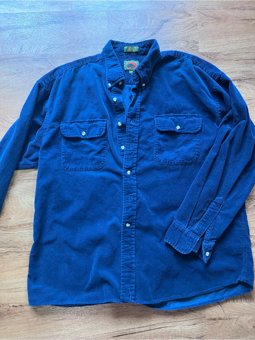 Boston Traders Navy Button-Front Corduroy Work Shirt